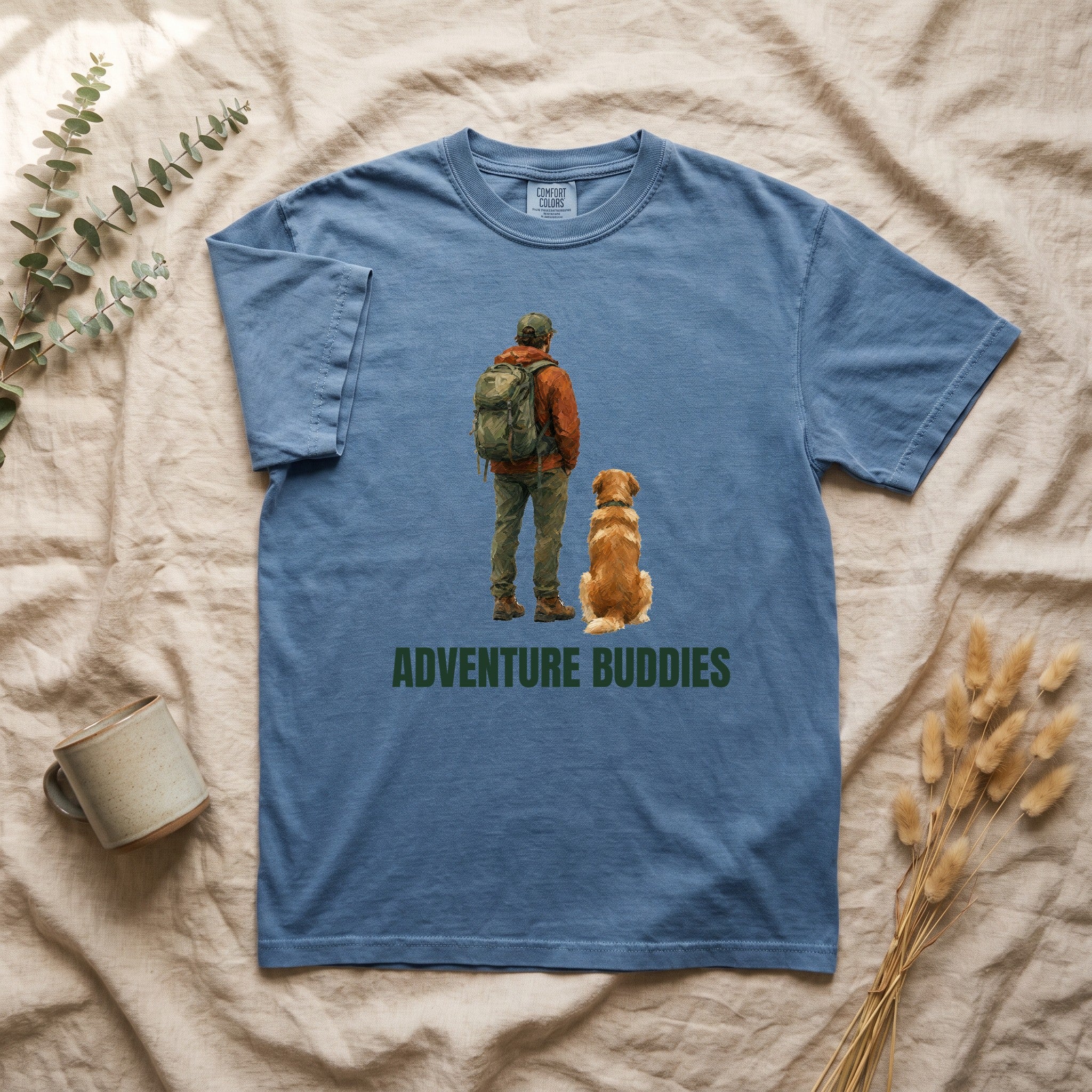 Adventure Buddies Shirt, Dog and Human Hiking Tee, Matching Dog Owner Gift, Painterly Outdoor Sweatshirt