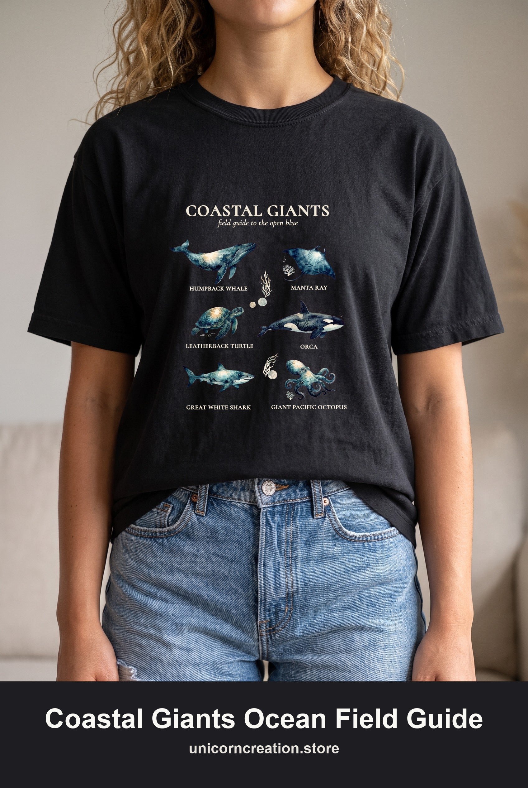 Coastal Giants Ocean Field Guide Shirt, Whale Manta Sea Turtle Tee, Marine Life Ocean Lover Gift, Nautical Sweatshirt