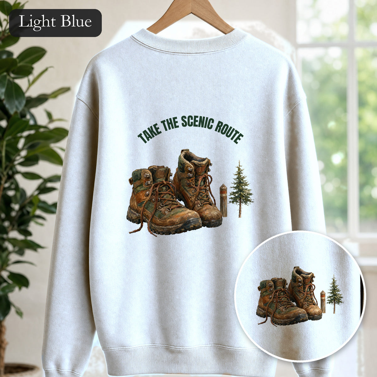 Take the Scenic Route Shirt, Hiking Trail Tee, Outdoor Adventure Nature Gift, Painterly Mountain Sweatshirt