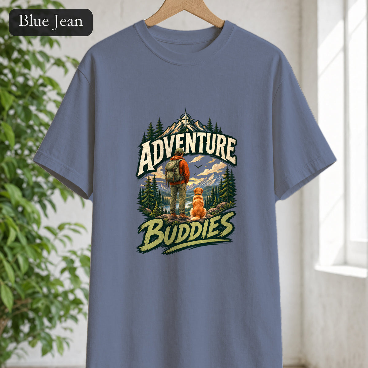 Adventure Buddies Shirt, Dog and Human Hiking Tee, Matching Dog Owner Gift, Painterly Outdoor Shirt
