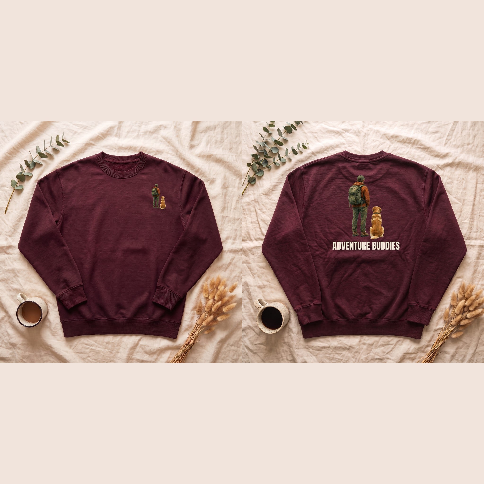 Adventure Buddies Shirt, Dog and Human Hiking Tee, Matching Dog Owner Gift, Painterly Outdoor Sweatshirt
