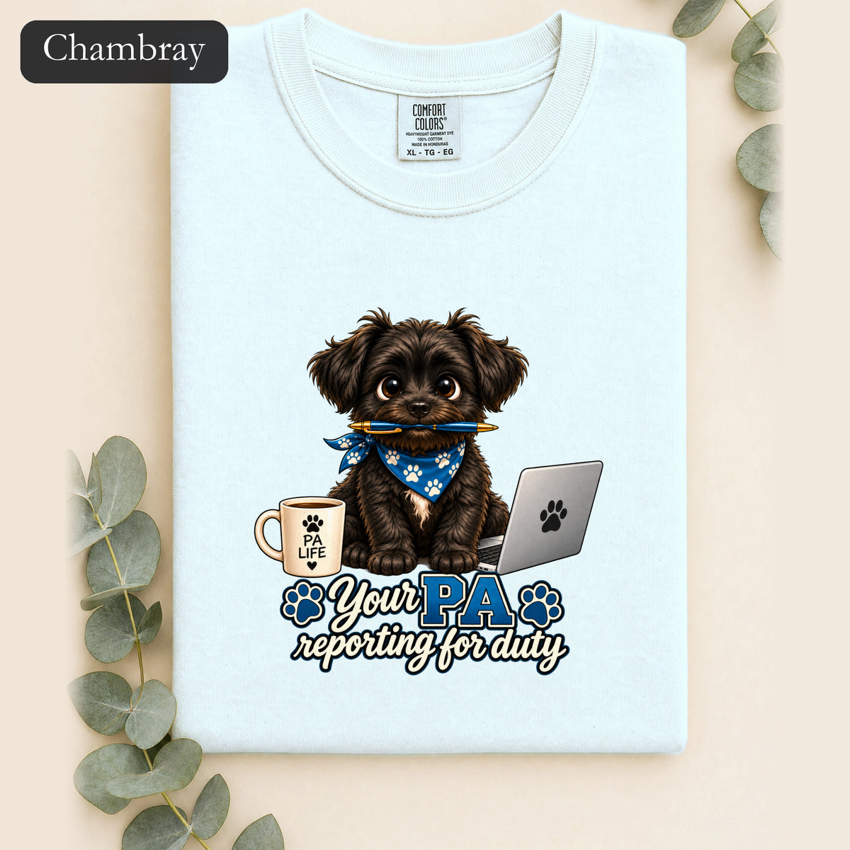 Yorkie PA Reporting For Duty Shirt | Personal Assistant Paw Print