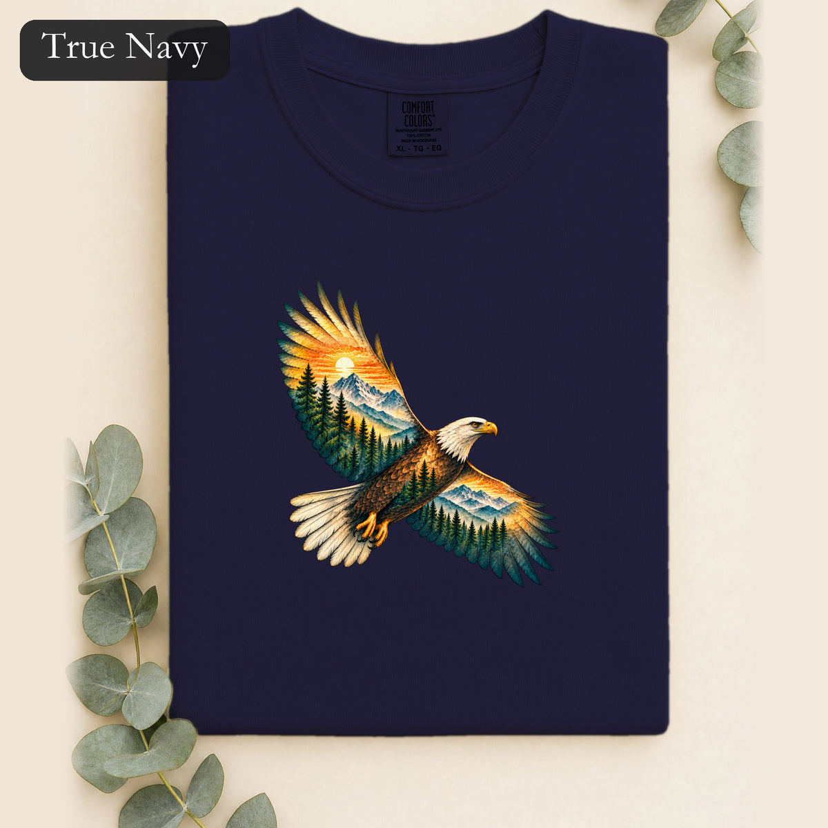 Soaring Eagle Mountain Scene Shirt | Nature Bird Graphic