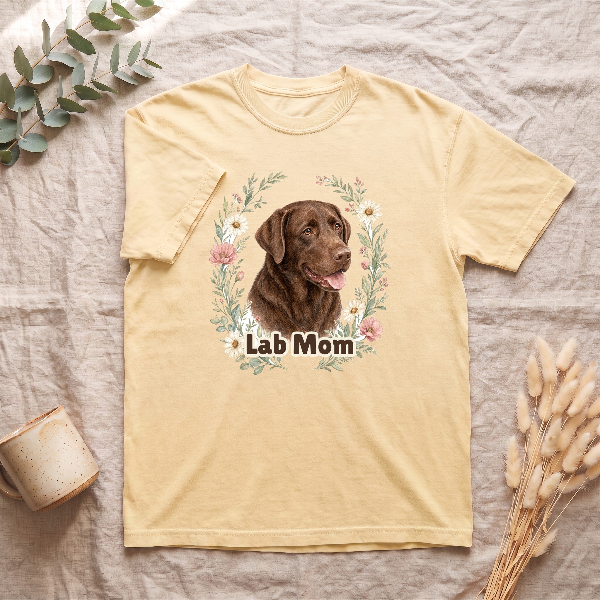 Chocolate Lab Mom Shirt, Labrador Mom Tee, Dog Mom Gift, Wildflower Dog Lover Sweatshirt, Cute Dog Owner Gift