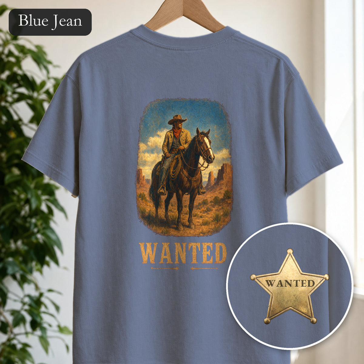 Wanted Cowboy Shirt, Vintage Western Wanted Poster Tee, Desert Outlaw Tee, Sheriff Star Cowboy Gift