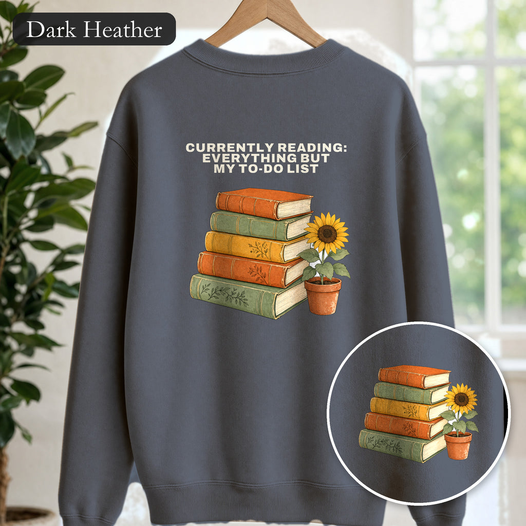 Currently Reading Everything But My To-Do List Shirt, Funny Bookish Tee, Book Lover Reader Gift
