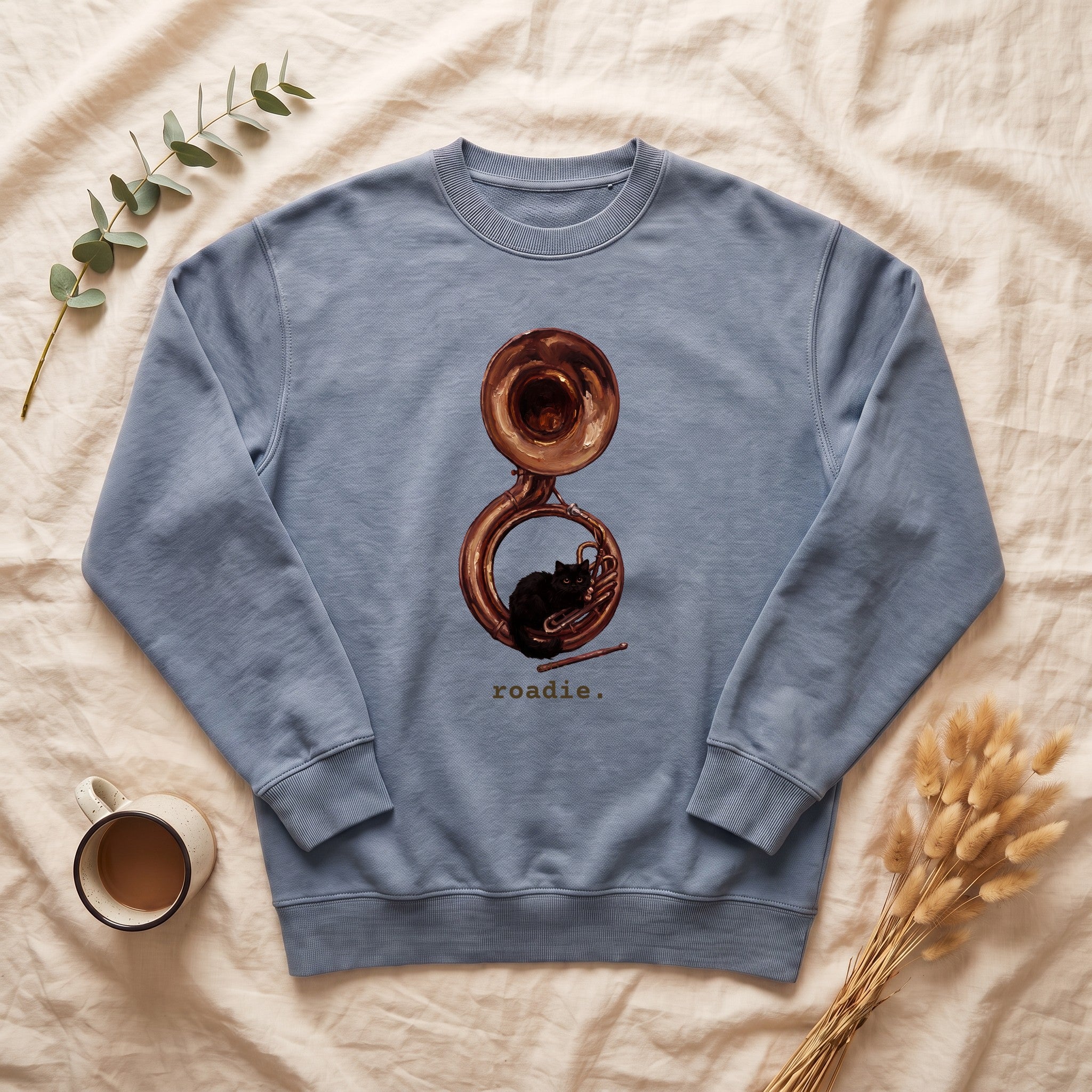 Roadie Cat Sousaphone Sweatshirt, Funny Band Parent Crewneck, Marching Band Mom Sweatshirt, Band Dad Booster Gift