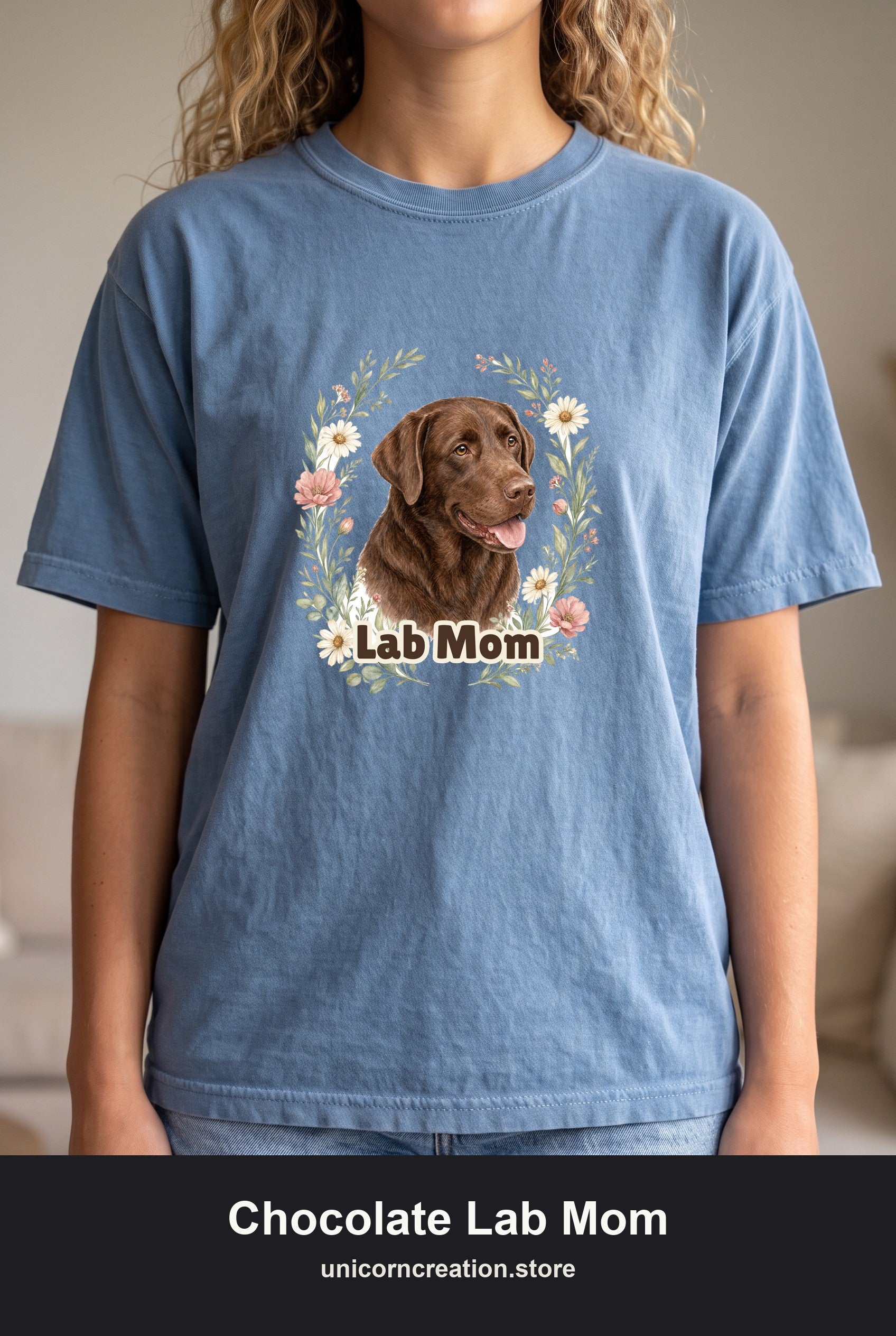Chocolate Lab Mom Shirt, Labrador Mom Tee, Dog Mom Gift, Wildflower Dog Lover Sweatshirt, Cute Dog Owner Gift