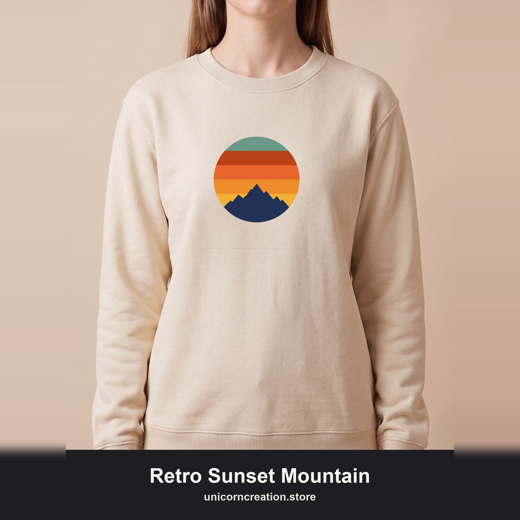 Retro Sunset Mountain Shirt, Vintage Nature Tee, Hiking Outdoor Gift, 70s Landscape Sweatshirt