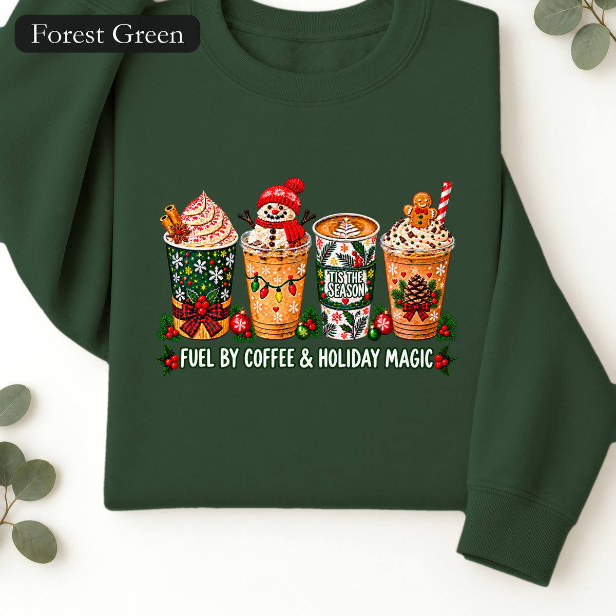 Cozy Holiday Coffee Cocoa Graphic Crewneck Sweatshirt | Winter Drink Design