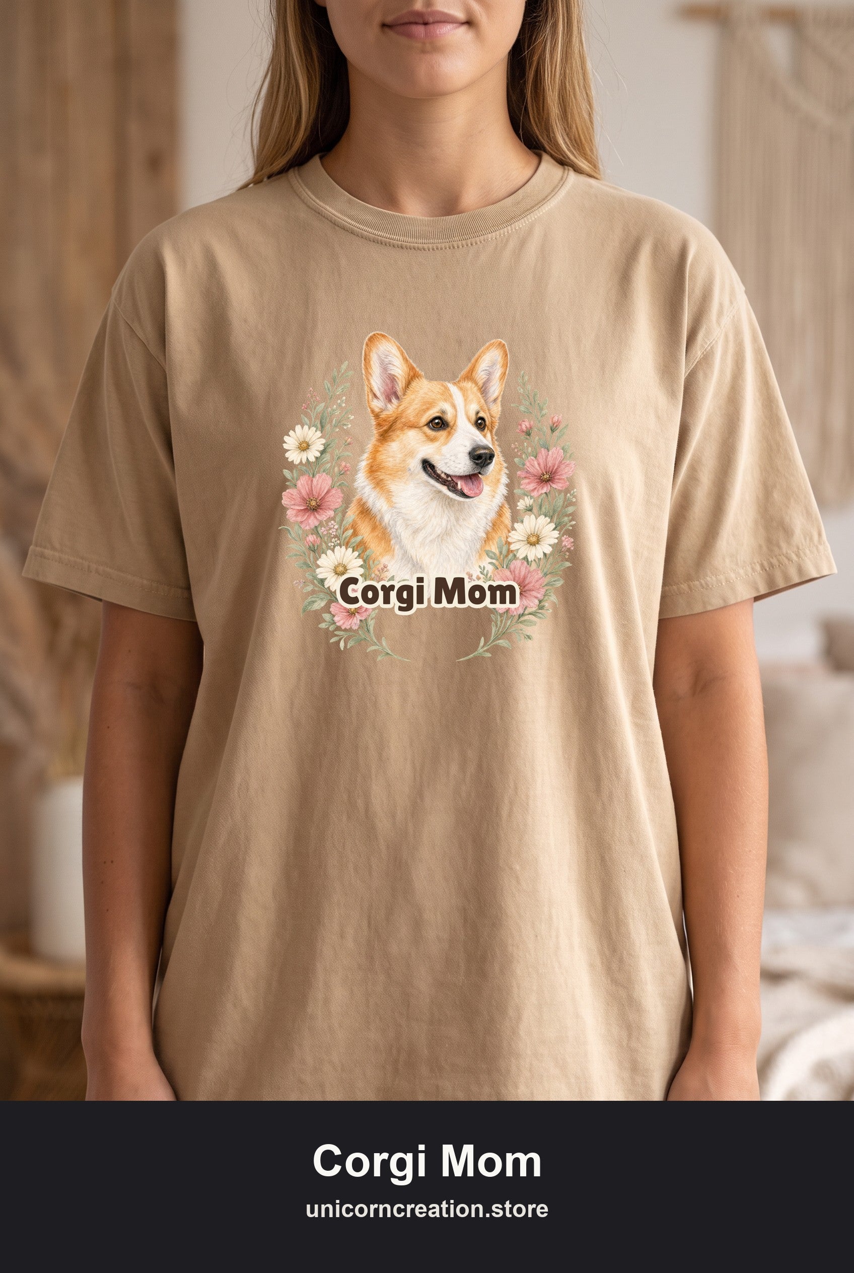Corgi Mom Shirt, Corgi Mama Tee, Dog Mom Gift, Wildflower Corgi Lover Sweatshirt, Cute Dog Owner Gift