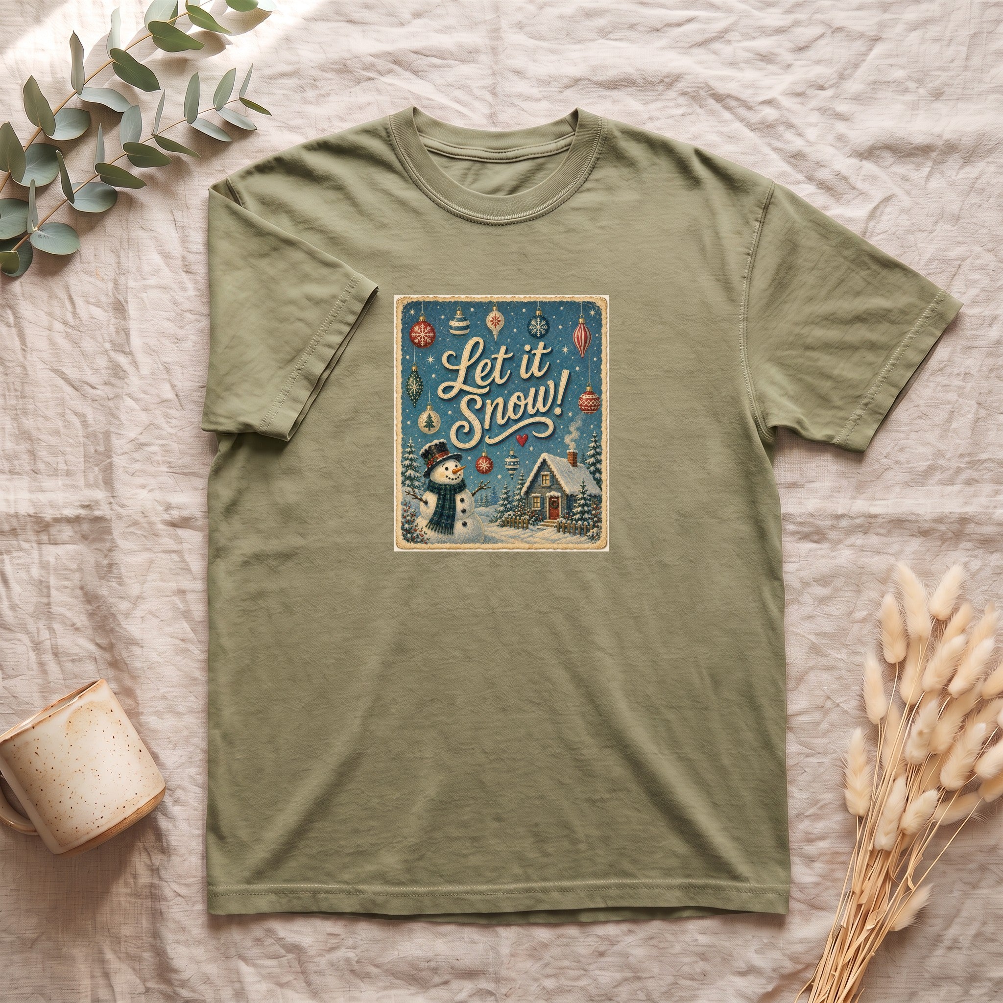 Let It Snow Snowman Cabin Shirt | Christmas Winter Holiday