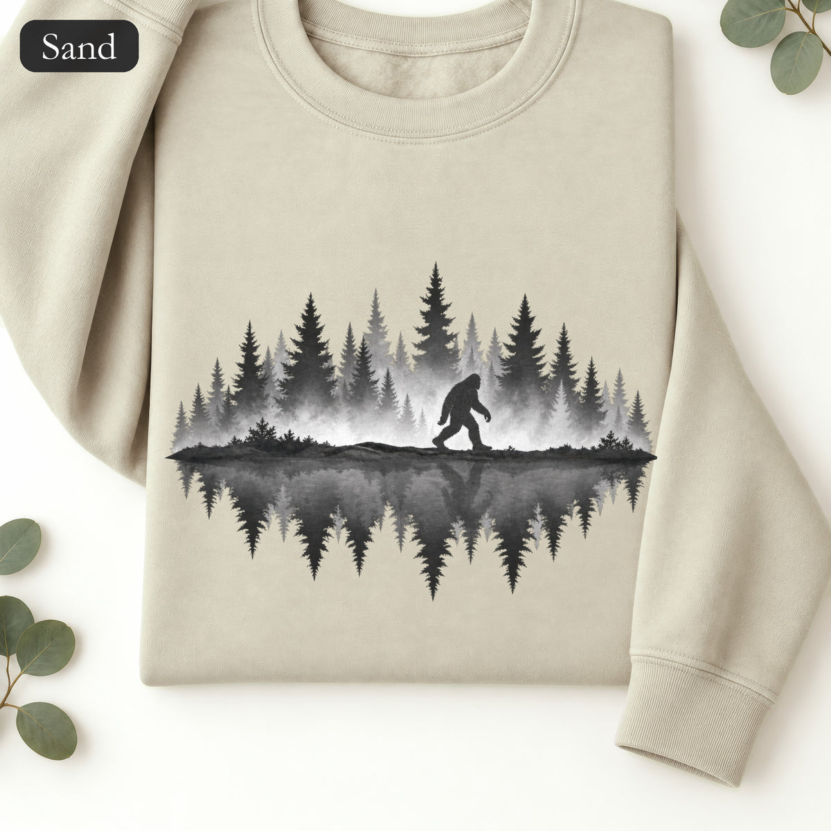 Bigfoot Silhouette Forest Crewneck Sweatshirt
