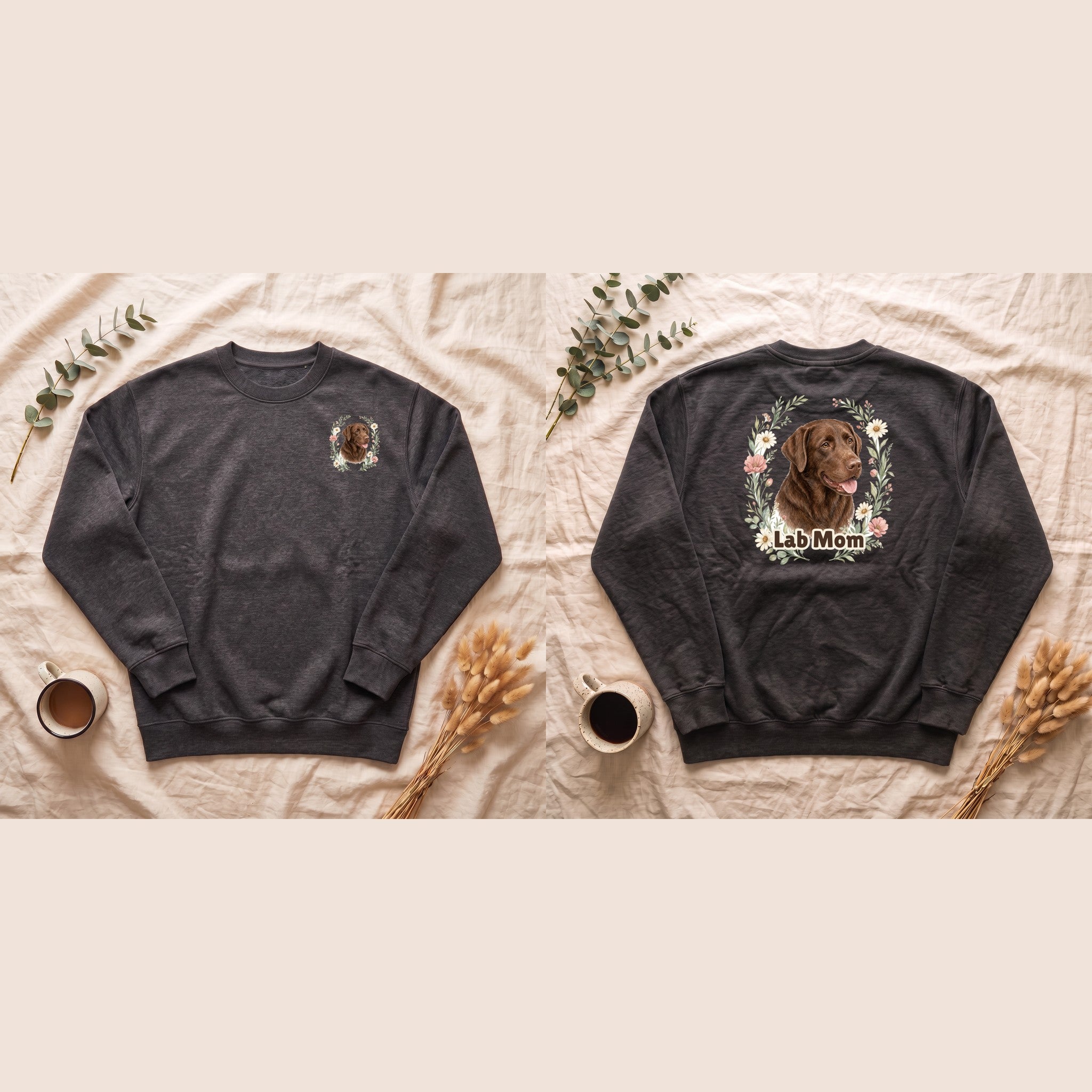 Chocolate Lab Mom Shirt, Labrador Mom Tee, Dog Mom Gift, Wildflower Dog Lover Sweatshirt, Cute Dog Owner Gift