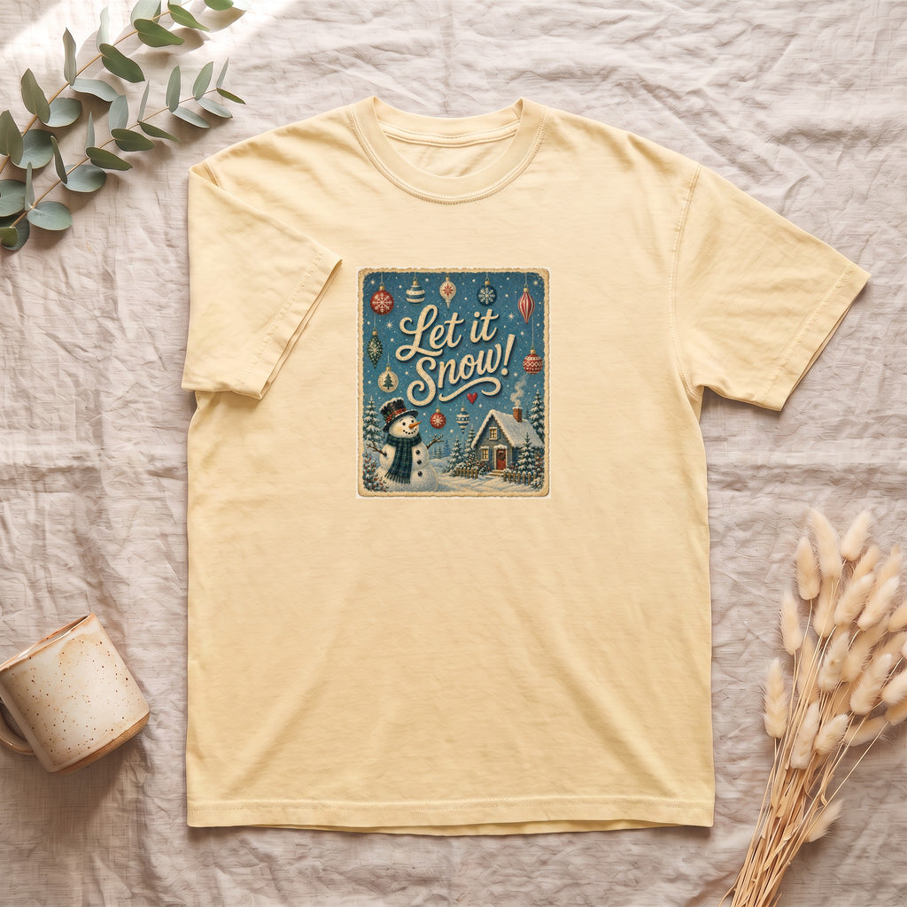 Let It Snow Snowman Cabin Shirt | Christmas Winter Holiday