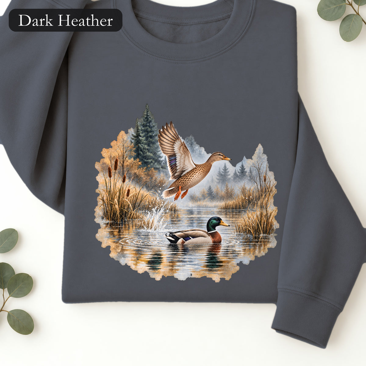 Mallard Ducks in Wetland Scene Sweatshirt | Nature Wildlife, Autumn Lake