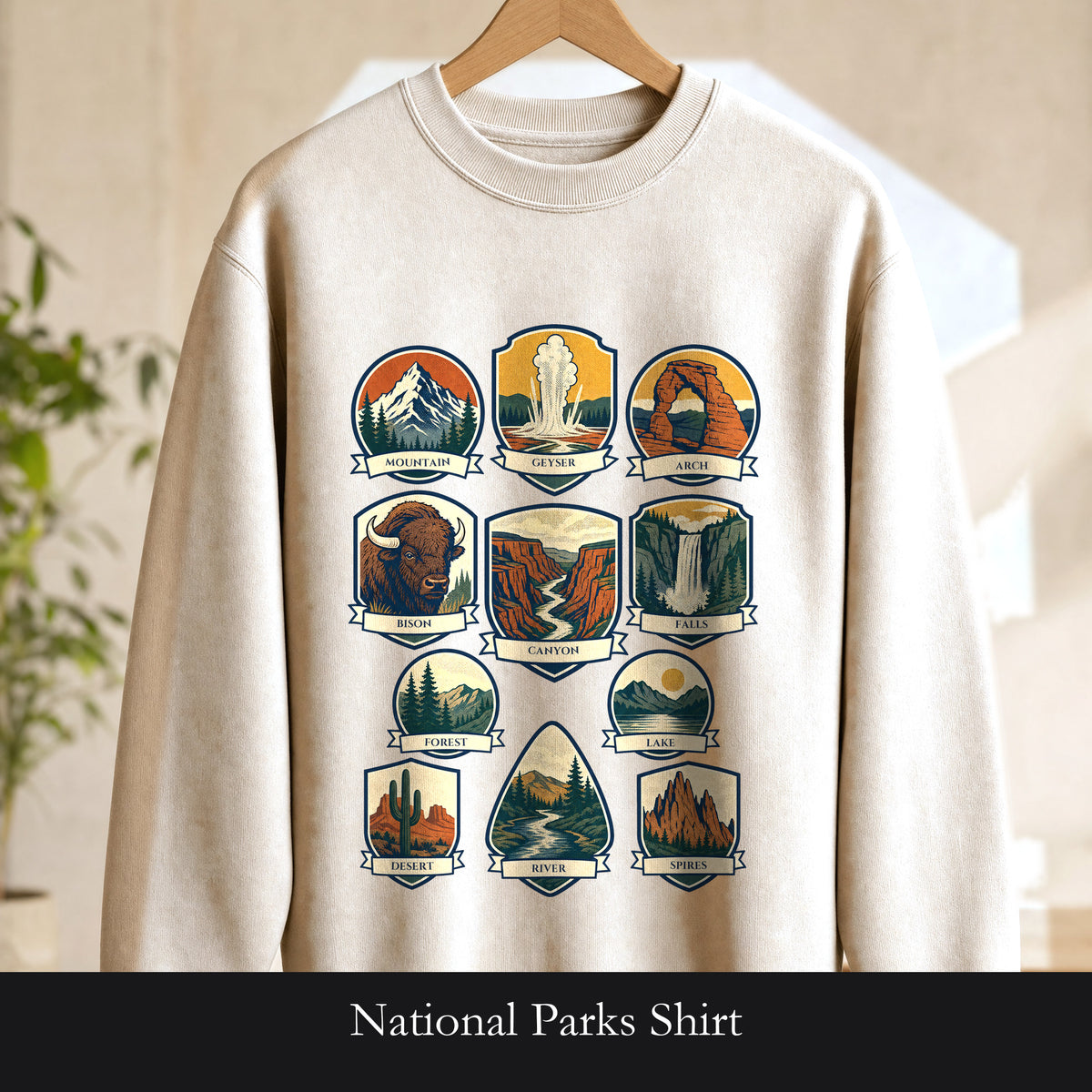 National Parks Shirt, 63 National Parks Badge Tee, Hiking Camping Gift, Retro Adventure Sweatshirt, Outdoor Nature Lover
