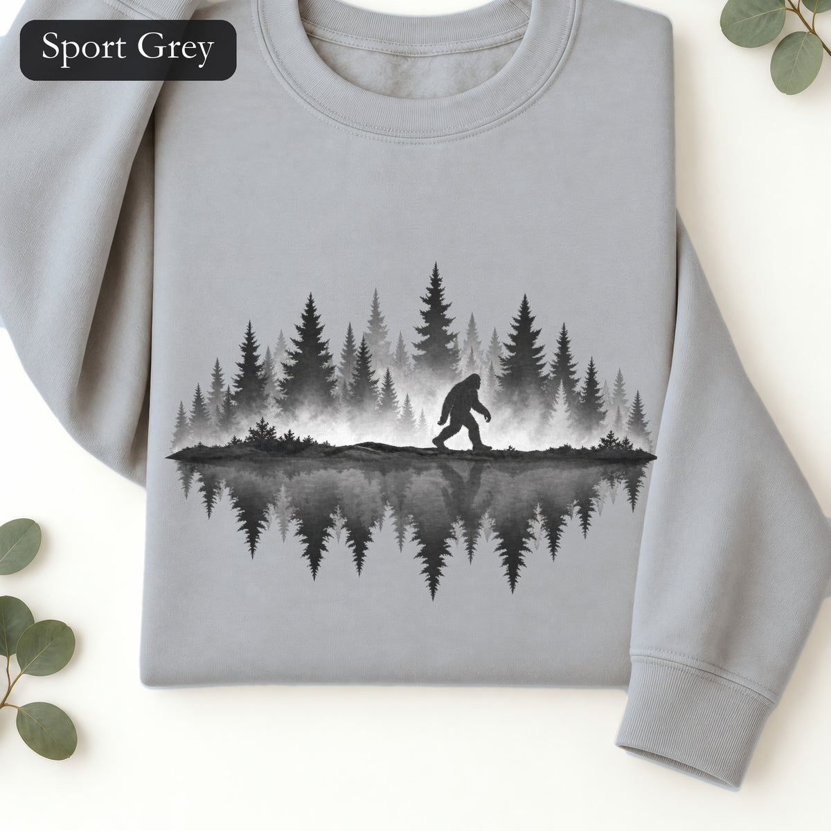 Bigfoot Silhouette Forest Crewneck Sweatshirt