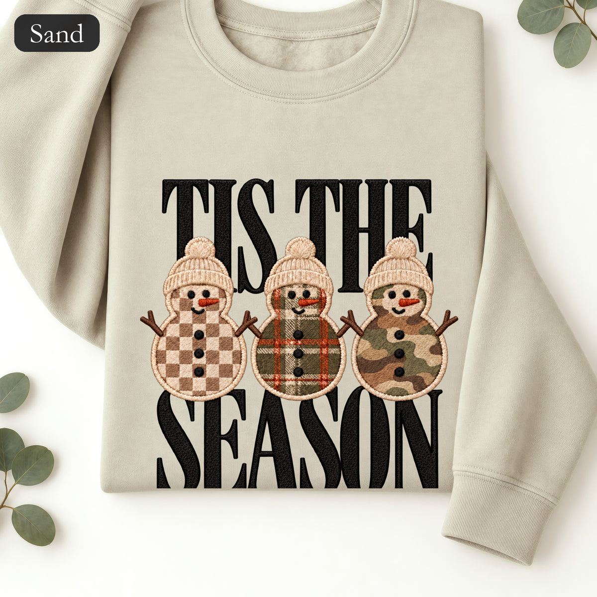 Plaid Snowmen Trio Crewneck Sweatshirt | Cozy Winter Snowman Design