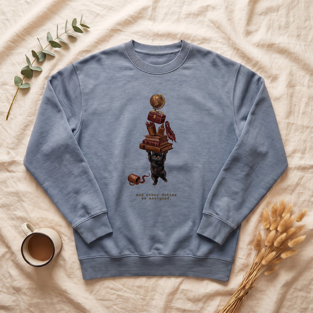 And Other Duties As Assigned Sweatshirt, Funny Paraprofessional Crewneck, School Staff Cat Sweatshirt, Teacher Aide Gift