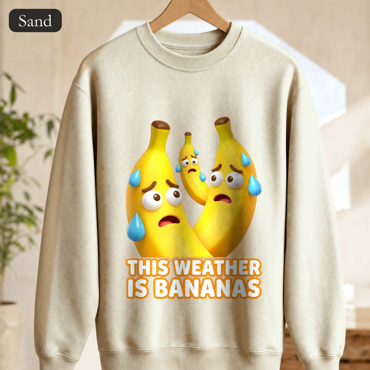 This Weather Is Bananas Sweatshirt, Funny Sweating Banana Crewneck, Summer Heat Humor Gift, Hot Weather Pun Sweatshirt