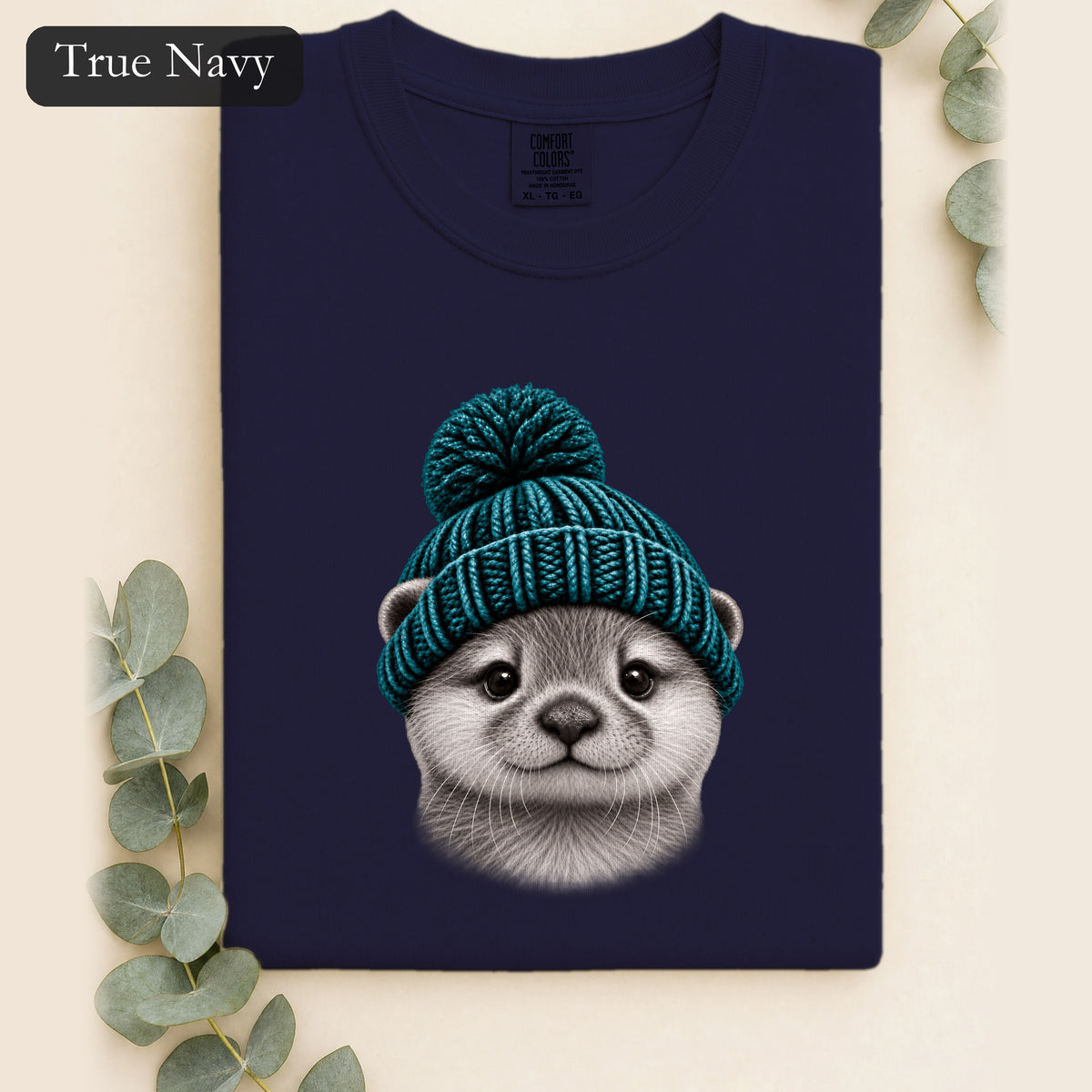 Otter Wearing Beanie Shirt | Cute Animal Illustration