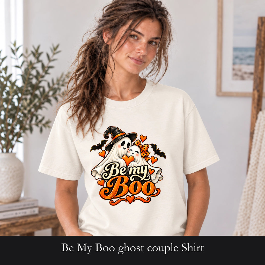 Be My Boo ghost couple Shirt | Halloween spooky hearts