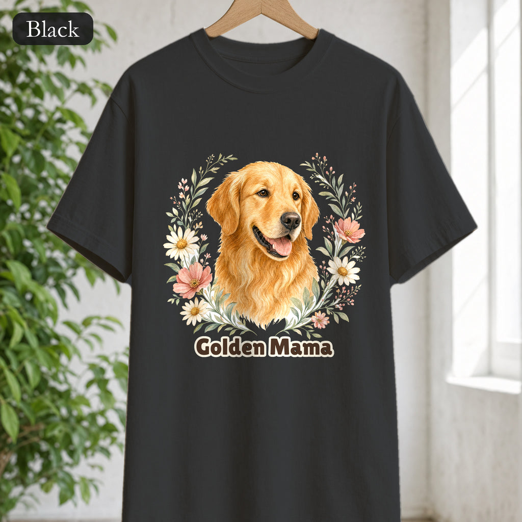 Golden Retriever Mom Shirt, Golden Mama Tee, Dog Mom Gift, Wildflower Dog Lover Sweatshirt, Cute Dog Owner Gift