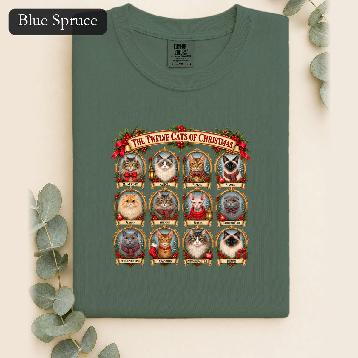 The Twelve Cats of Christmas shirt | holiday cat portrait collage