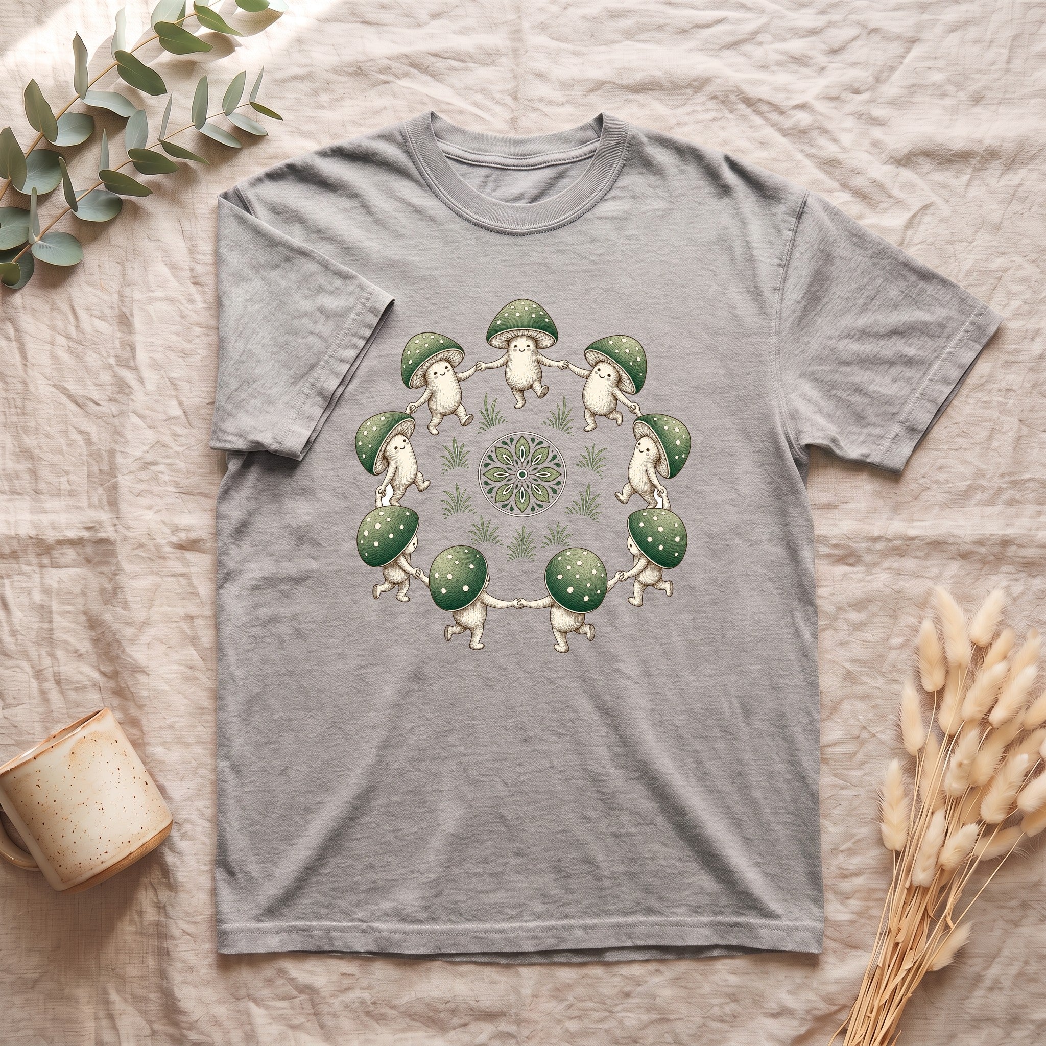 Cottagecore Mushroom Shirt, Sage Green Fairy Ring Tee, Goblincore Nature Gift, Whimsical Mushroom Sweatshirt