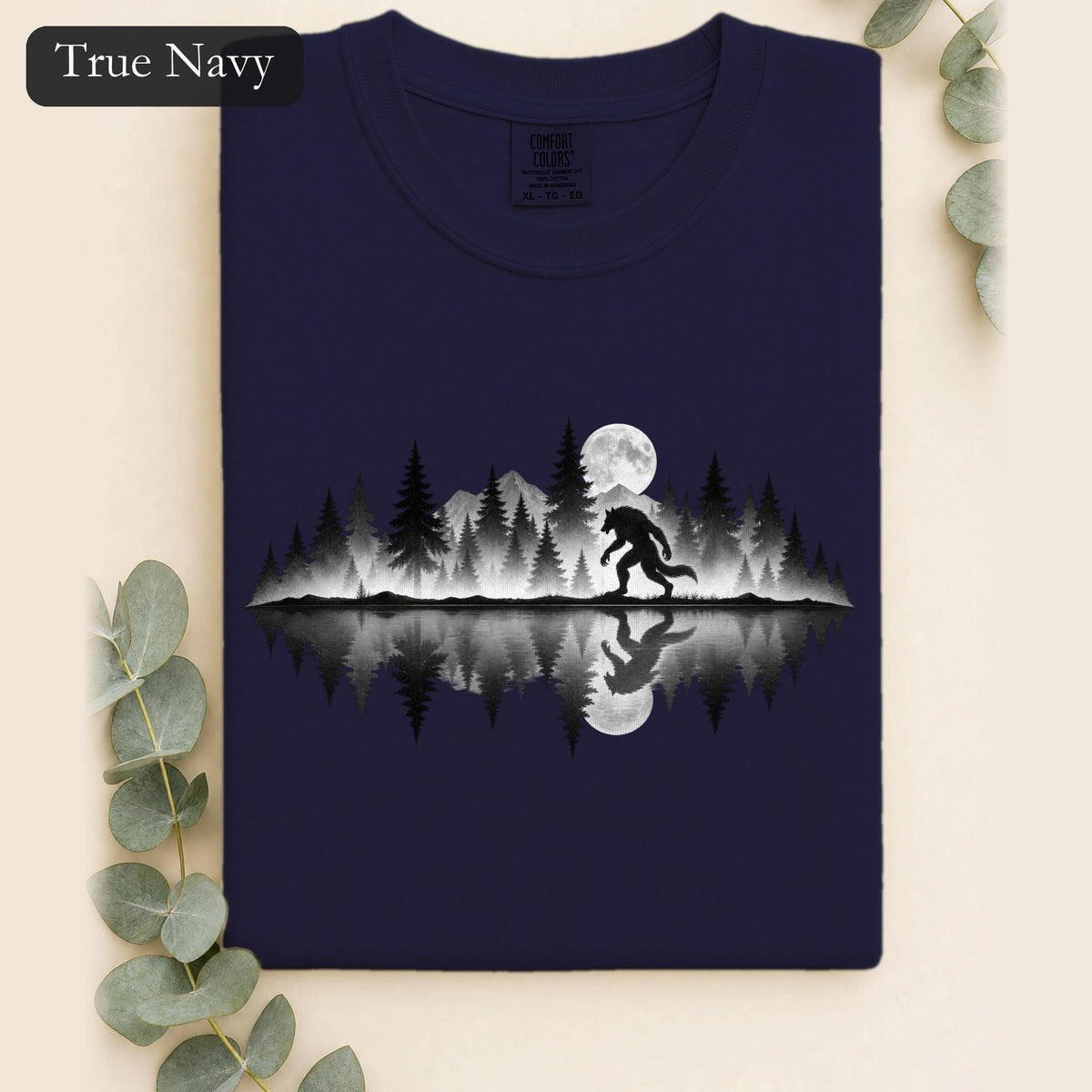 Werewolf Silhouette Moonlight Forest Shirt | Werewolf Lake Reflection