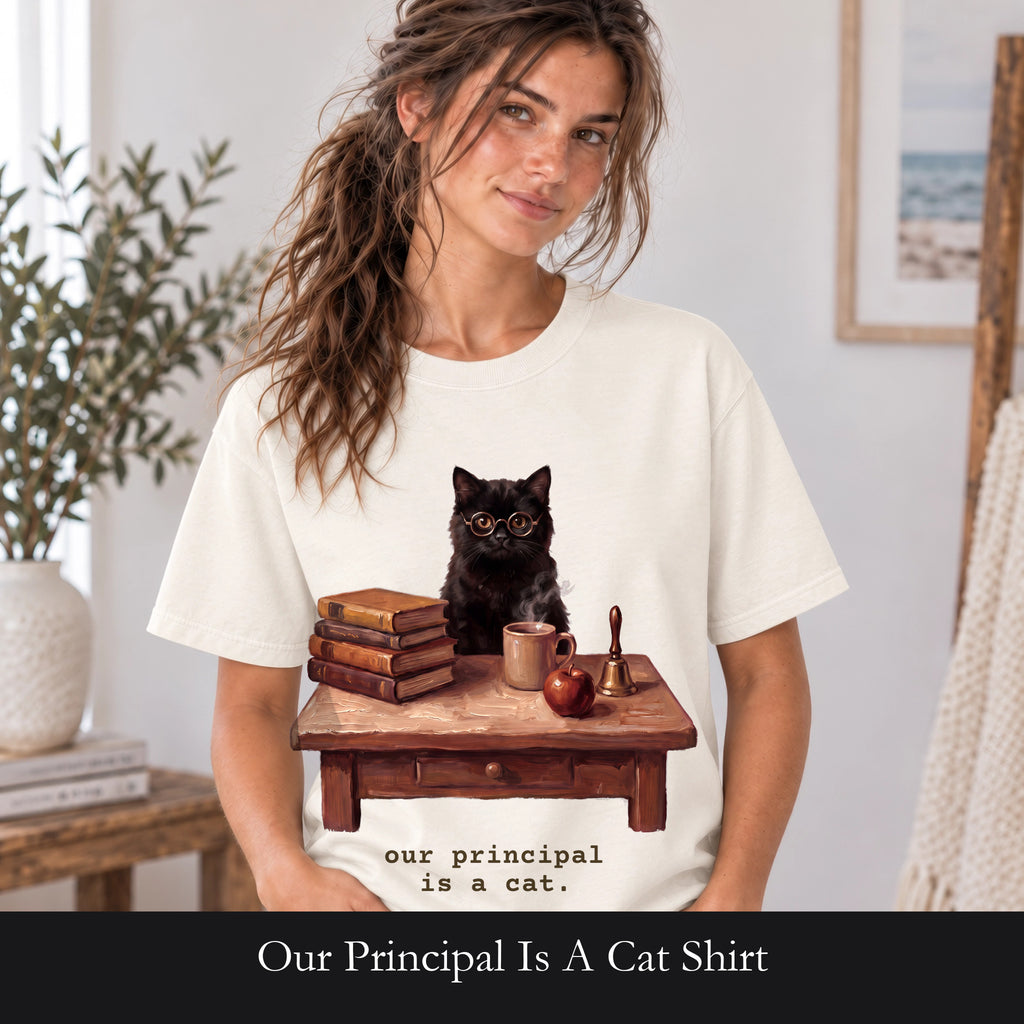 Our Principal Is A Cat Shirt, Funny Homeschool Mom Tee, Homeschool Family Cat Tee, Homeschool Gift
