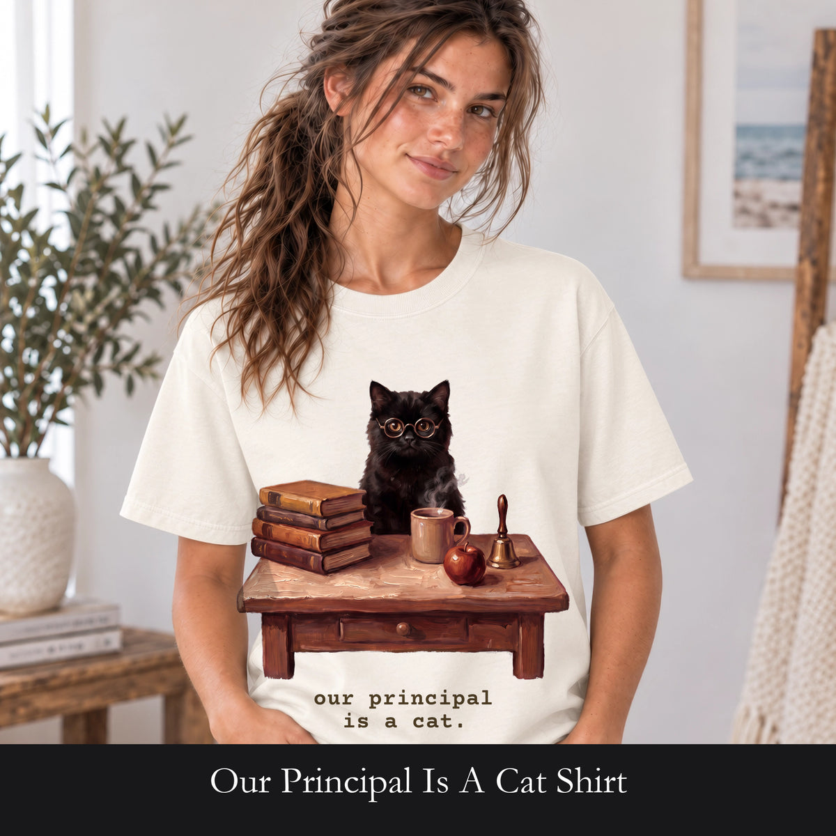 Our Principal Is A Cat Shirt, Funny Homeschool Mom Tee, Homeschool Family Cat Tee, Homeschool Gift