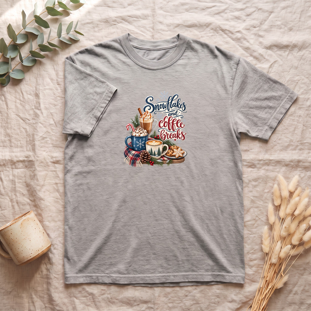 Snowflakes and Coffee Break Shirt | Winter Hot Cocoa Mug Design