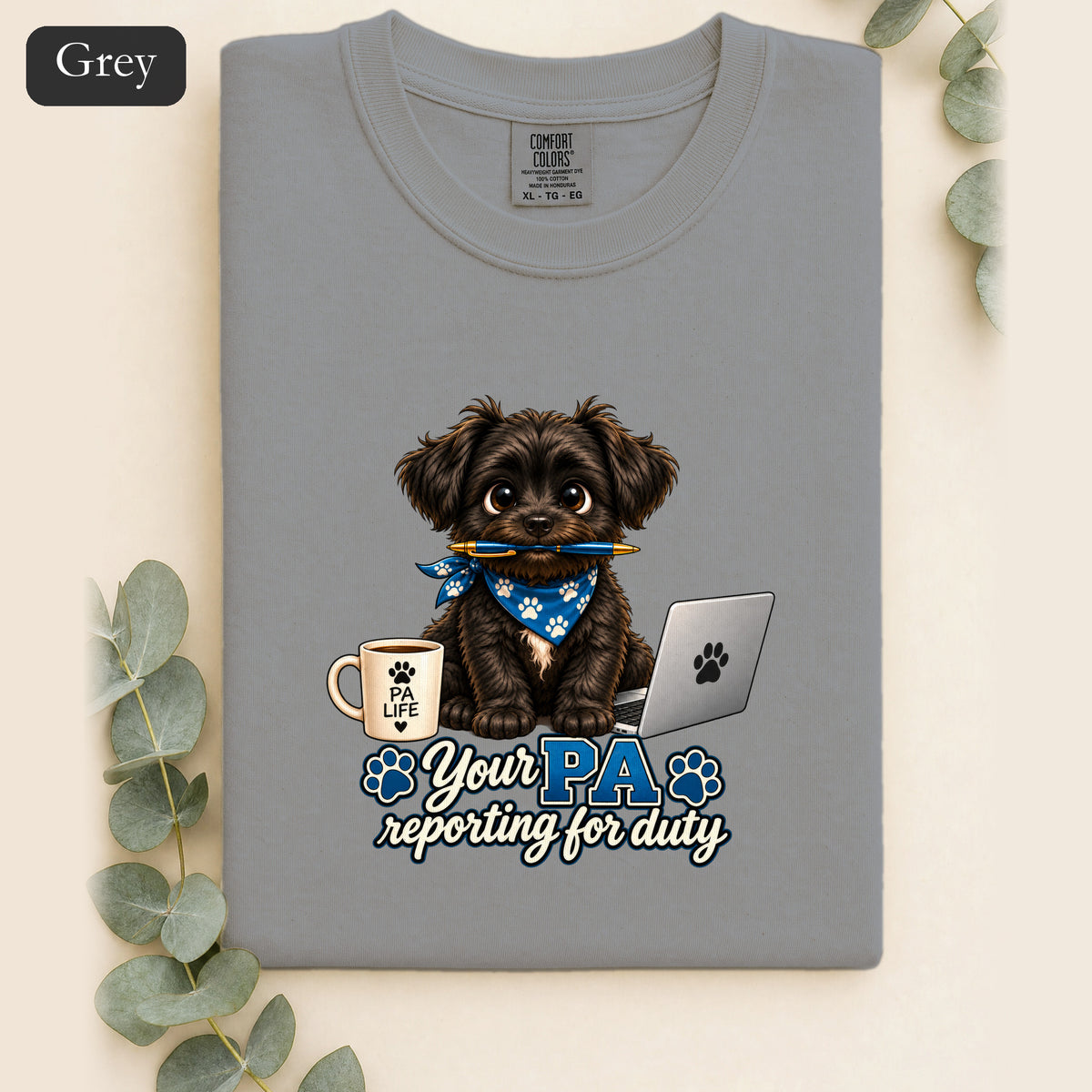 Yorkie PA Reporting For Duty Shirt | Personal Assistant Paw Print