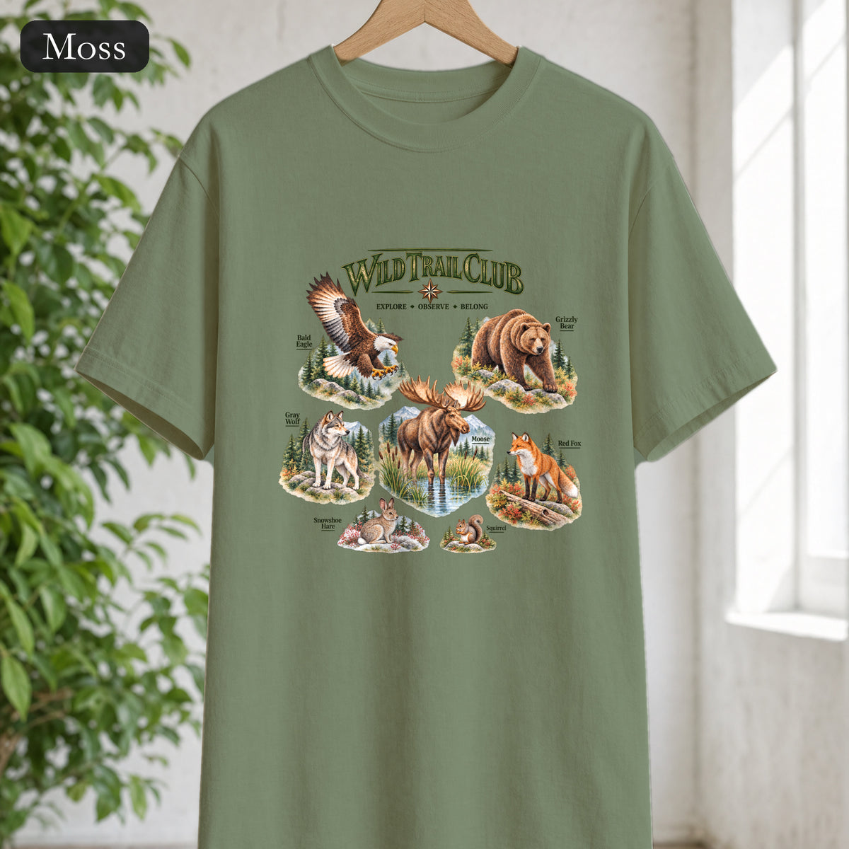 Wild Trail Club Shirt, Woodland Animals Tee, Walk Steady Go Far, Hiking Nature Lover Gift