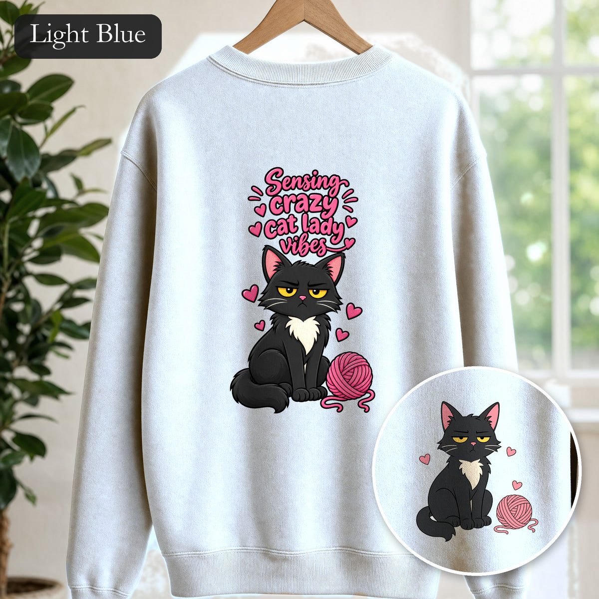 Sensing Crazy Cat Lady Vibes Shirt, Funny Cat Mom Tee, Cat Lover Gift, Sarcastic Cat Owner Sweatshirt
