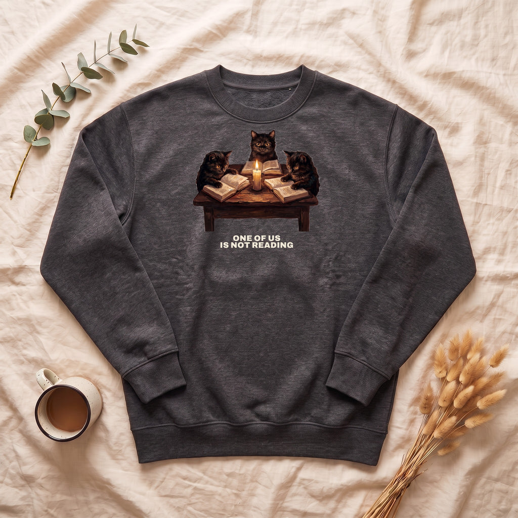 Book Club Cats Sweatshirt, One Of Us Is Not Reading Crewneck, Funny Book Club Group Sweatshirt, Reader Cat Lover Gift