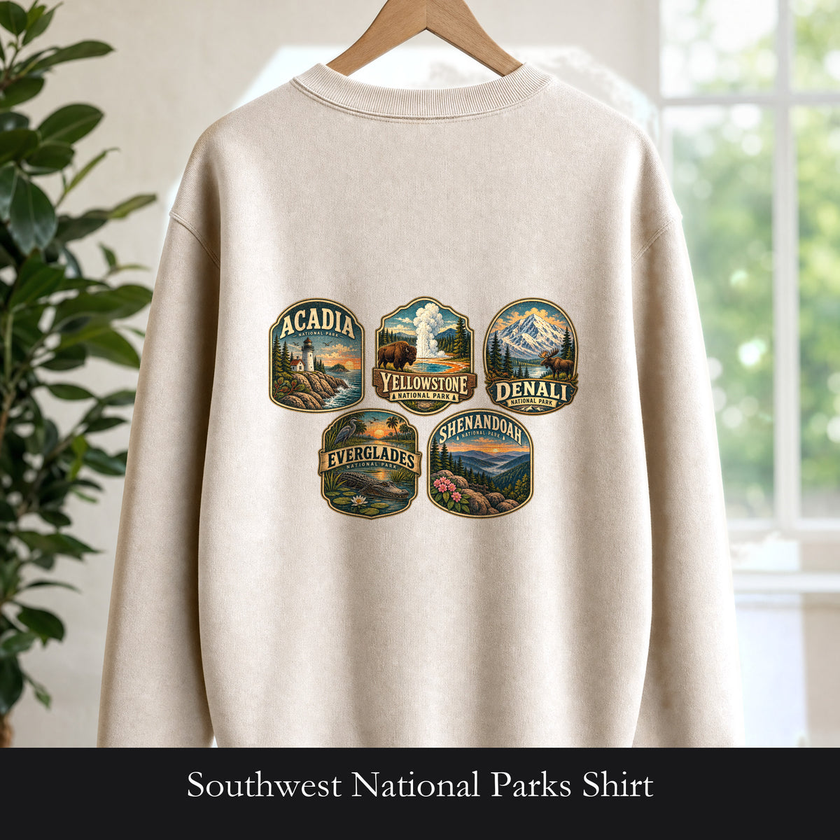 National Parks Shirt, Desert Badge Tee, Arizona Utah Hiking Gift, Retro Adventure Cactus Sweatshirt