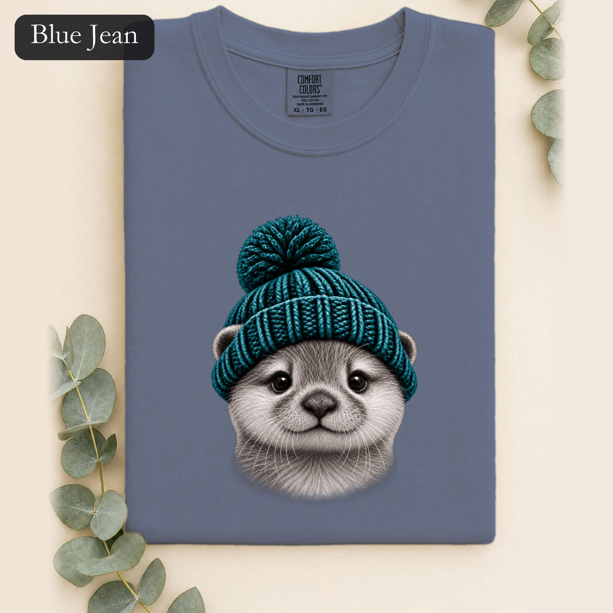 Otter Wearing Beanie Shirt | Cute Animal Illustration