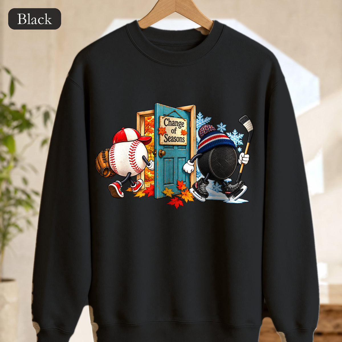 Baseball and Hockey 'Change of Seasons' Sweatshirt | Sports Autumn Winter Design