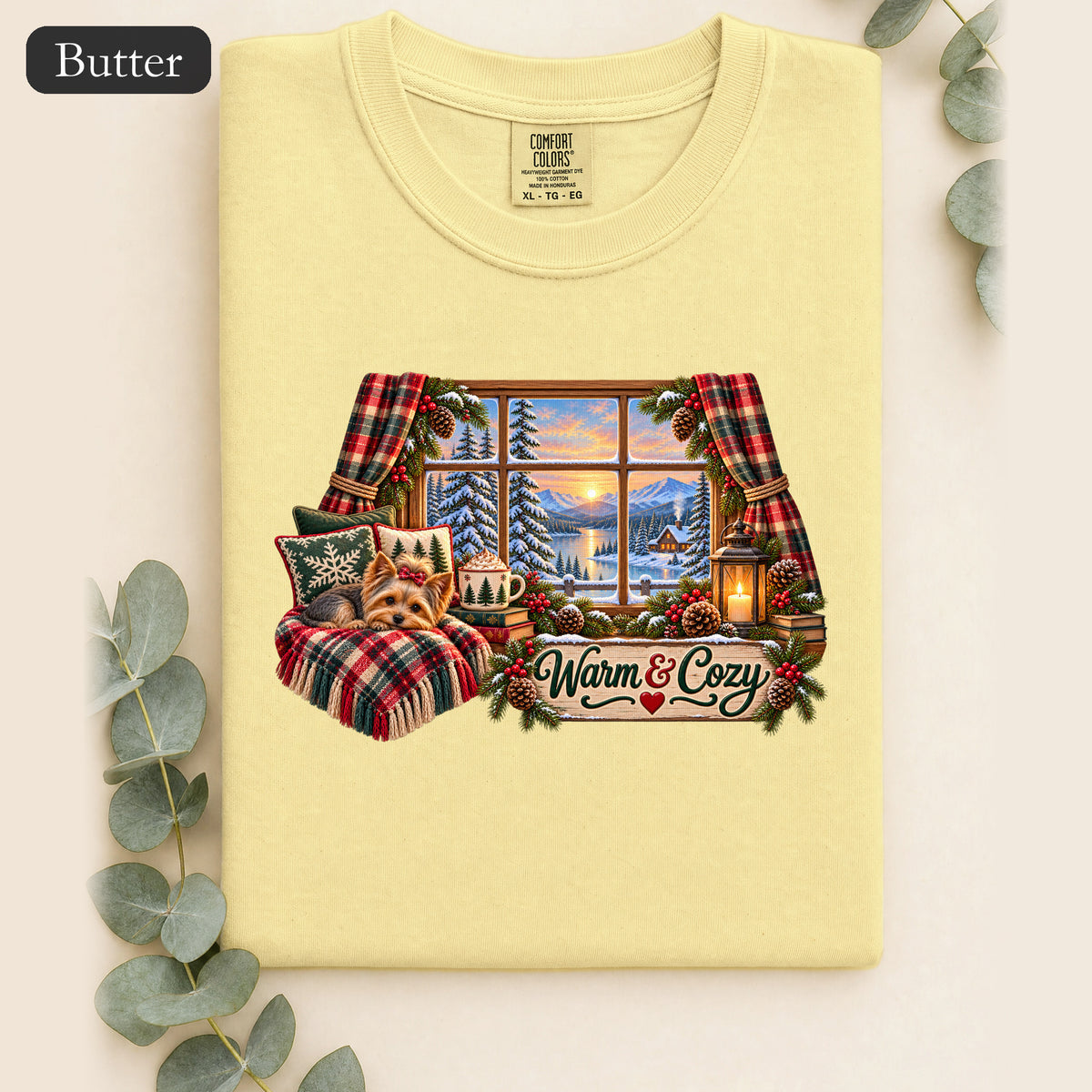 Warm & Cozy Cabin Window Shirt | Winter Lodge Plaid Decor