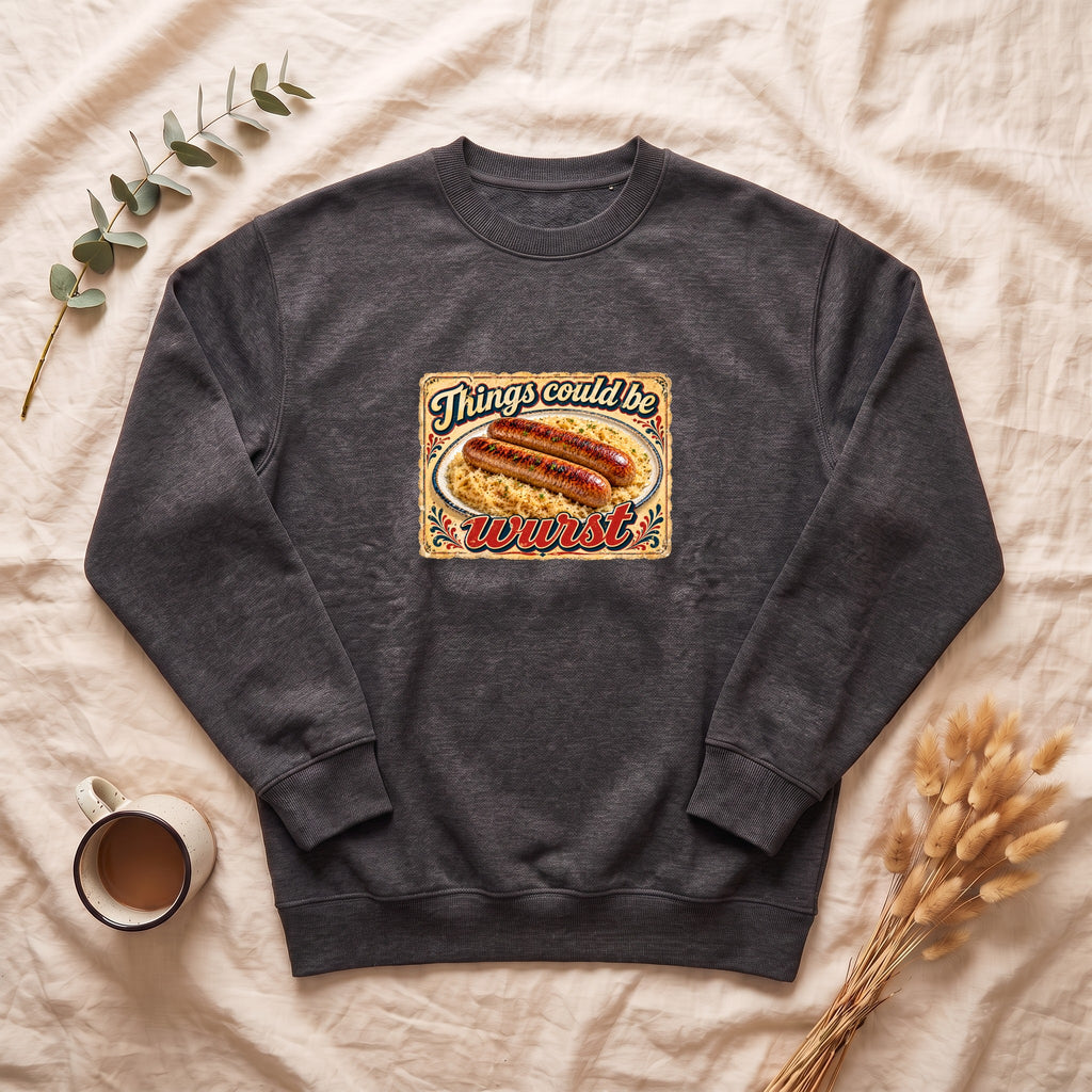 Things Could Be Wurst bratwurst illustration Sweatshirt | vintage diner graphic