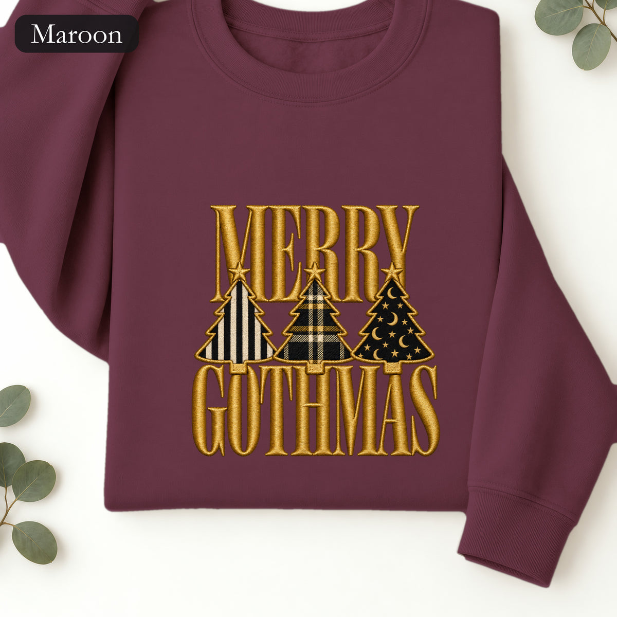 Merry Gothmas Sweatshirt | Gothic Christmas Tree Typography