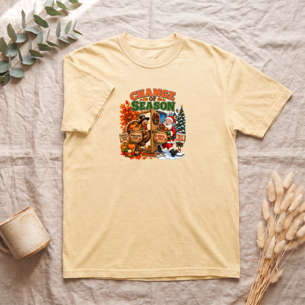 Change of Season Shirt | Fall to Winter Holiday Pumpkin Santa Design