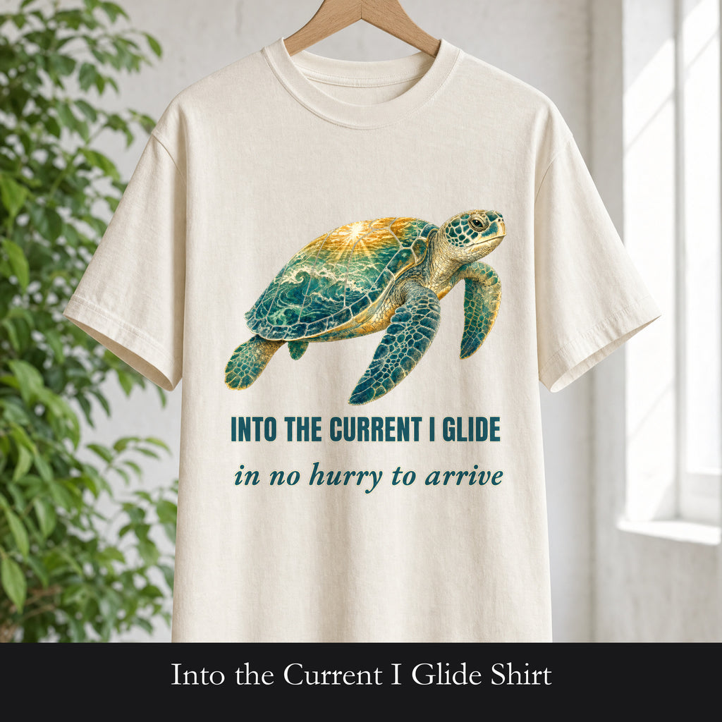 Into the Current I Glide Shirt, Sea Turtle Double Exposure Tee, Ocean Lover Marine Life Gift, Beach Nautical Sweatshirt