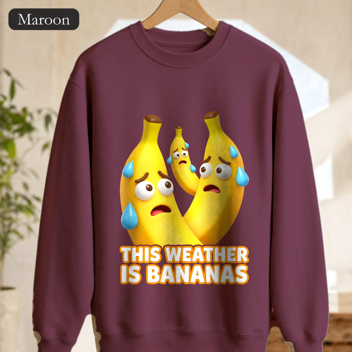 This Weather Is Bananas Sweatshirt, Funny Sweating Banana Crewneck, Summer Heat Humor Gift, Hot Weather Pun Sweatshirt