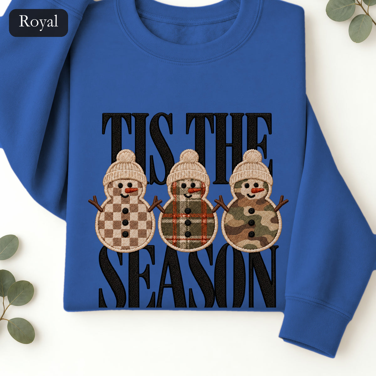 Plaid Snowmen Trio Crewneck Sweatshirt | Cozy Winter Snowman Design