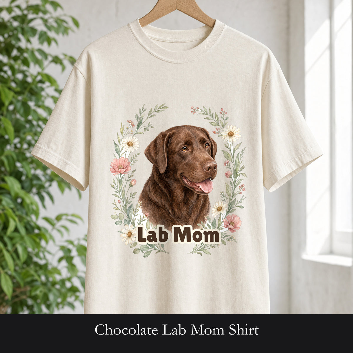 Chocolate Lab Mom Shirt, Labrador Mom Tee, Dog Mom Gift, Wildflower Dog Lover Sweatshirt, Cute Dog Owner Gift