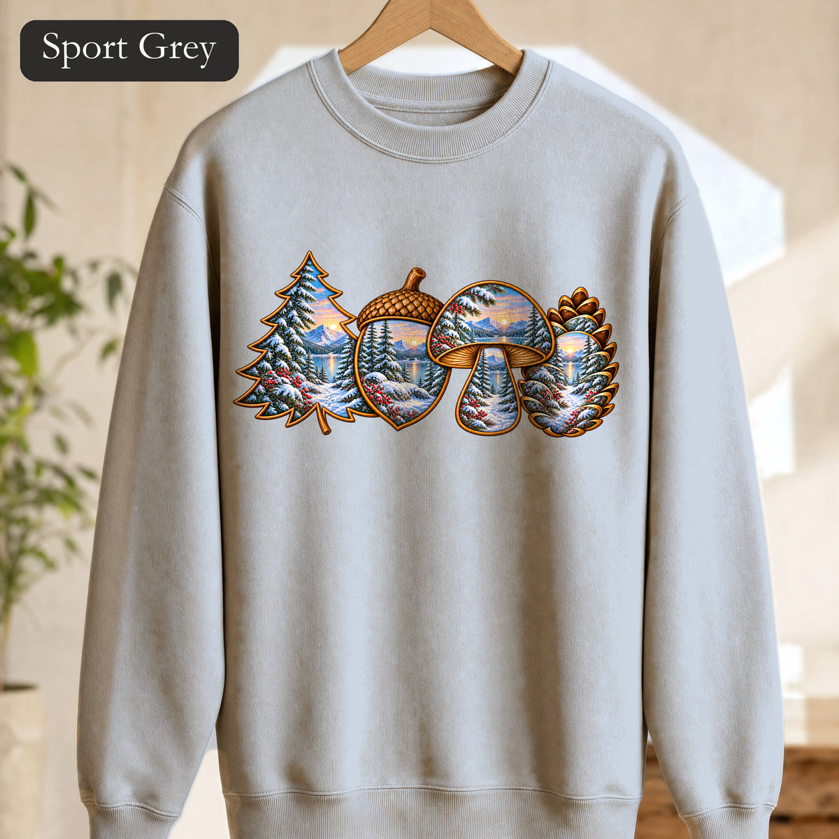 Winter Forest Crewneck, Vintage Cabin Nature Sweatshirt